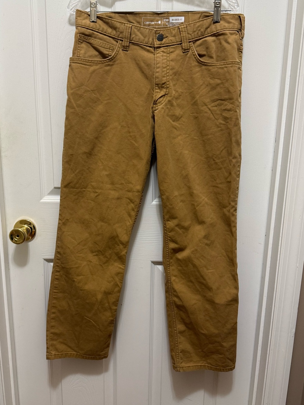 Carhartt Rugged Flex Relaxed Fit Canvas Work Pants Mens 32x30 Tan BN2517-M